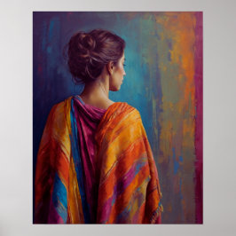 en kvinna i en Shawl-Poster med flera Färgader Poster