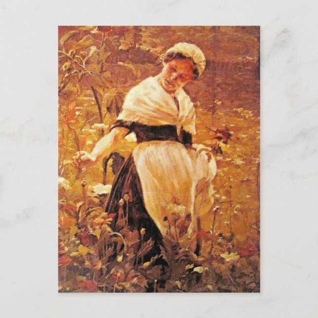 En kvinna i fält vykort (Framsida)