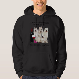 En kvinna kan inte Överleva på Vin Ensam Samoyed Hoodie