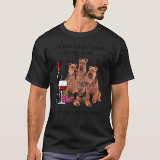 En kvinna kan inte Överleva på Vin Ensam Welsh Ter T Shirt