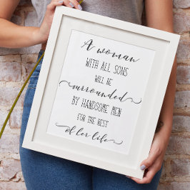 En kvinna med alla soner, svarta och vita Ord Art Poster