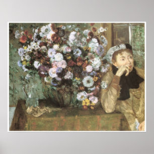 En kvinna med Chrysanthemums, Edgar Degas Poster