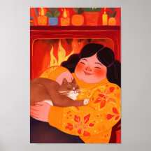 En kvinna och hennes katt