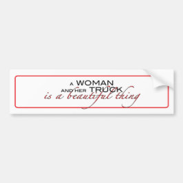 En kvinna och hennes Lastbil...Bumberdekal. Bildekal