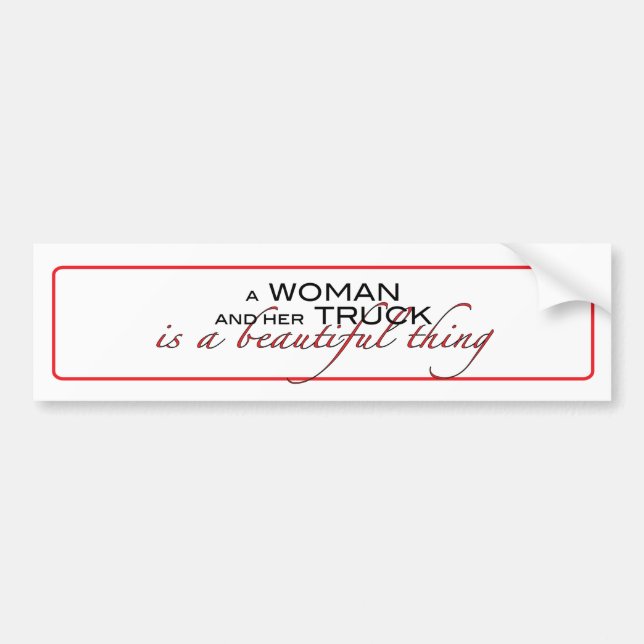 En kvinna och hennes Lastbil...Bumberdekal. Bildekal (Framsidan)