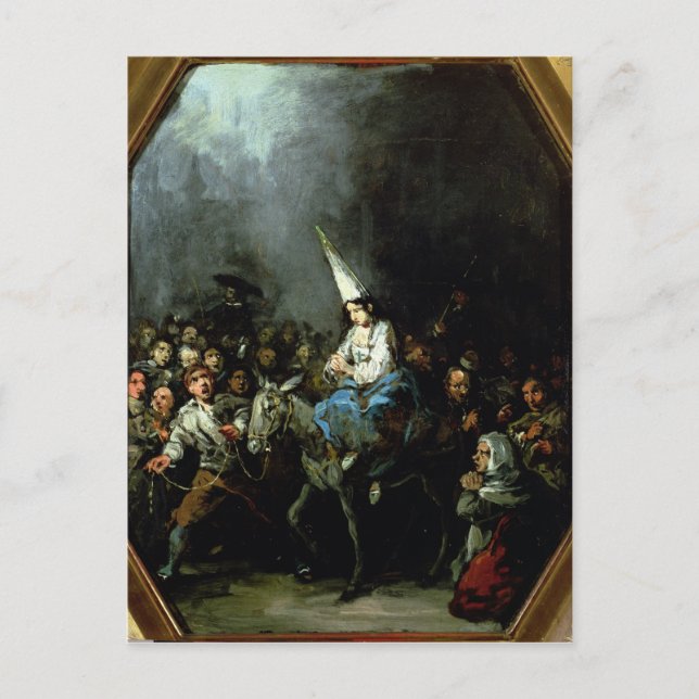 En kvinna skadad av inkvisitionen vykort (Framsida)