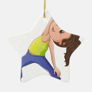 En kvinna som gör yoga julgransprydnad keramik