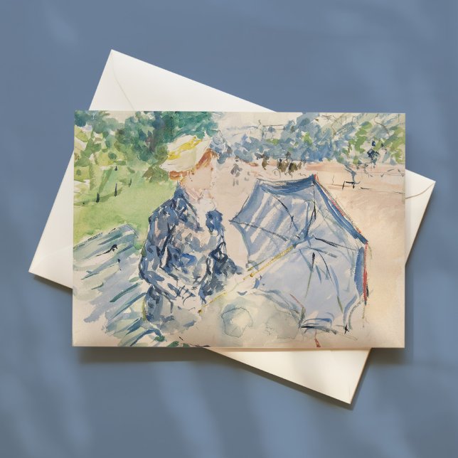 En kvinna som sitter i en bench | Berthe Morisot Kort (Skapare uppladdad)