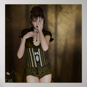 En kvinna som väntar: Digital Porträtt gotiic Art Poster