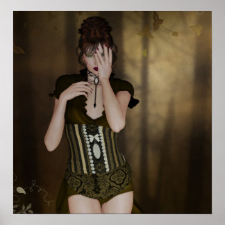 En kvinna som väntar: Digital Porträtt gotiic Art Poster