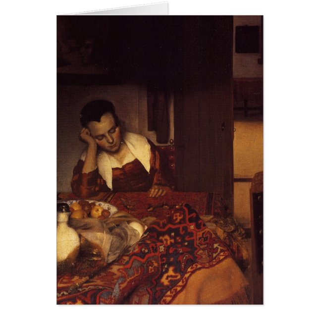 En kvinna sovande hälsningskort (Framsidan)