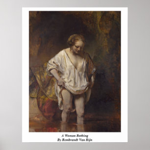 En kvinnabadning. Vid Rembrandt Van Rijn Poster