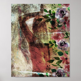 En kvinnas baksida med ett svärd bakom hennes rygg poster