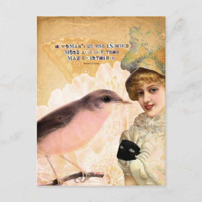 En kvinnas gissning vykort (Framsida)