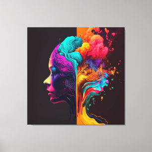 En kvinnas sinne i Flowing Rörelse. Canvastryck