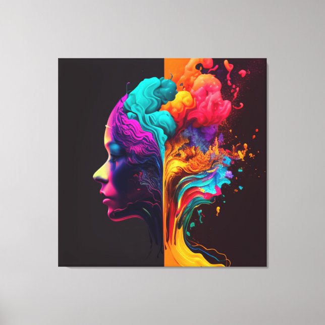 En kvinnas sinne i Flowing Rörelse. Canvastryck (Framsida)