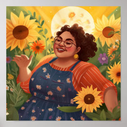 En kvinnas styrka och glädje i Moonlight Garden Poster