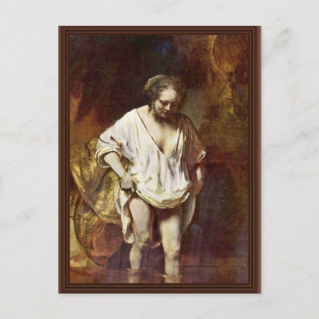 En kvinnlig badning. från Rembrandt Van Rijn Vykort (Framsida)