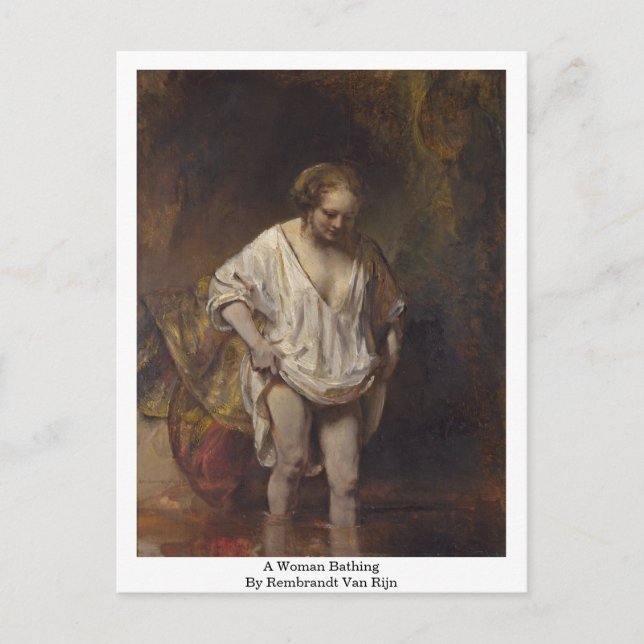 En kvinnlig badning. från Rembrandt Van Rijn Vykort (Framsida)