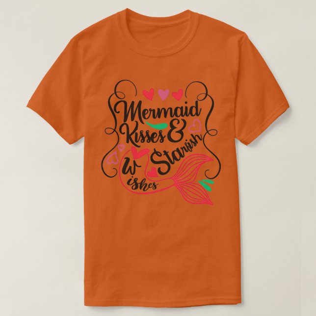 En kvinnlig PerfektMermaid Kisses amp Starfish Wi T Shirt (Design framsida)