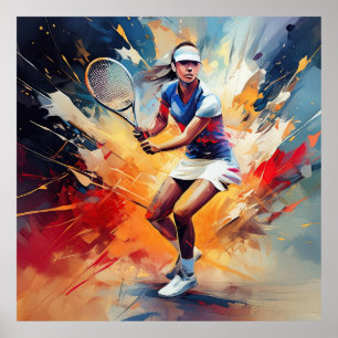 En kvinnlig tennisspelare. poster