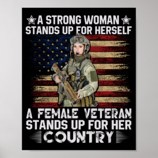 en kvinnlig veteran står upp för hennes land poster