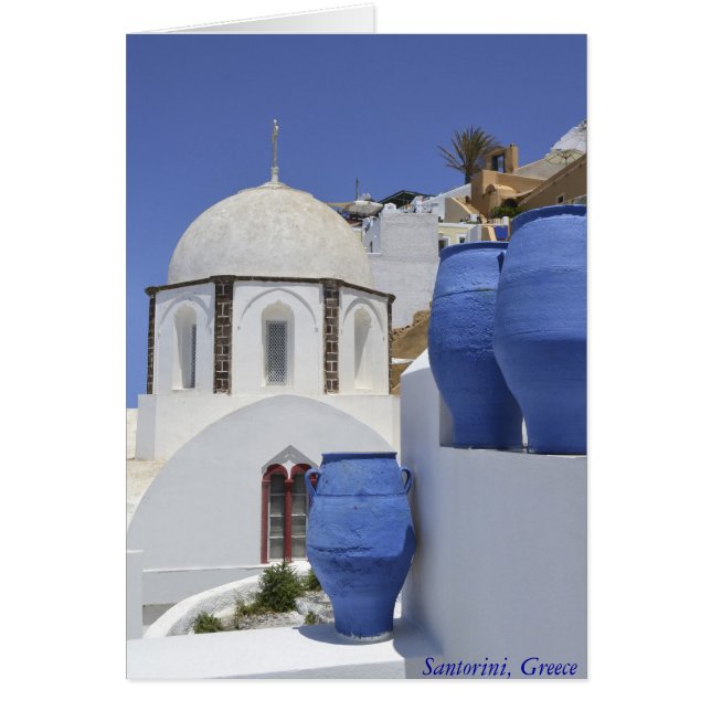 En kyrka i Santorini, Grekland Hälsningskort (Framsidan)