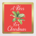 En kyss för juletiketter klistermärke<br><div class="desc">En kyss för julens sqrbll-etiketter Glad helg Enjoy!</div>