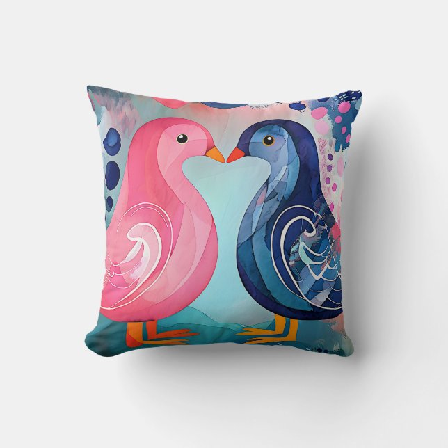 "En kyss i Feathers" Glad Alla hjärtans dag Kudde (Framsida)