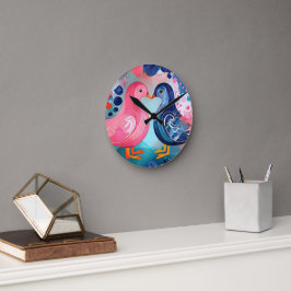 "En kyss i Feathers" Glad Alla hjärtans dag Rund Klocka