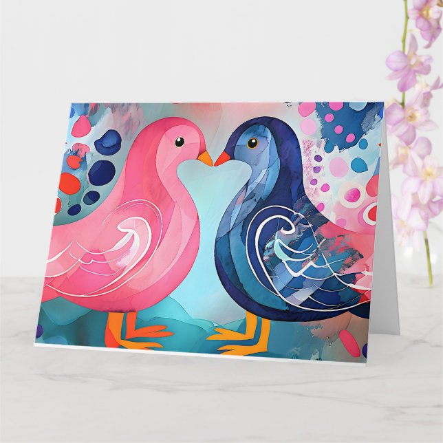 "En kyss i fjädrar" Glad Alla hjärtans dag Kort (Orkide)