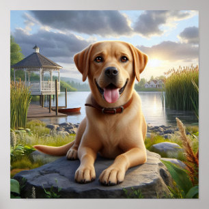 En labradorestauratör i Land Poster