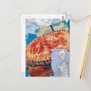en läcker retro skål spaghetti Italien collage Vykort