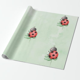 En ladybug födelsedag på en ängsvattenfärg presentpapper