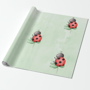 En ladybug födelsedag på en ängsvattenfärg presentpapper