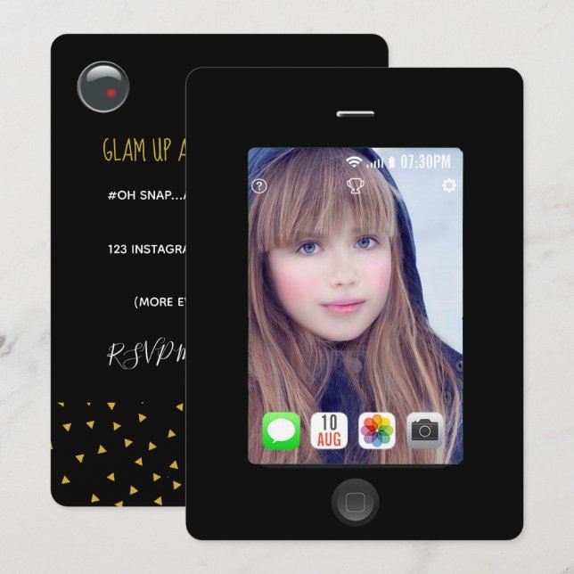 En lägg till bild inbjudan till tillfälle Selfie P (Fram/baksida)