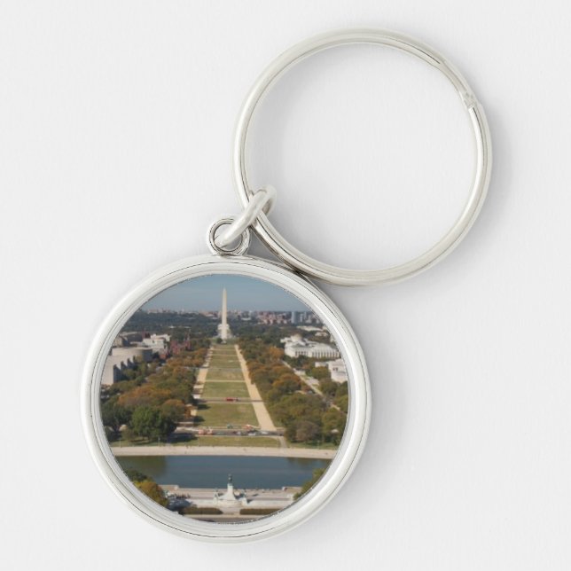 En landskap beskådar av Washington DC Rund Silverfärgad Nyckelring (Framsidan)