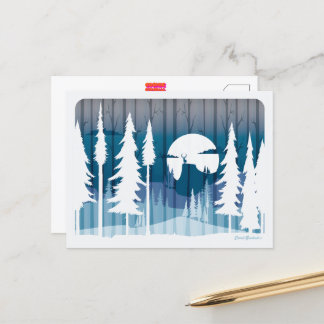 En lång vinternatt i den bortglömda skogen - vykort