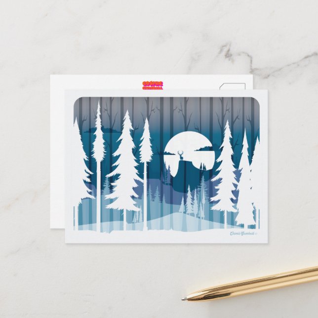 En lång vinternatt i den bortglömda skogen - vykort (Fram/Back In Situ)