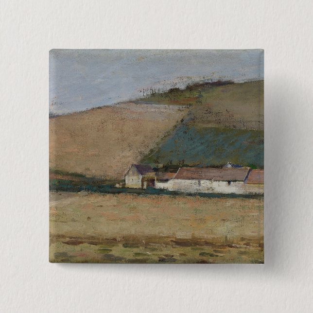 En lantgård bland backar, Giverny, c.1887 Knapp (Framsida)