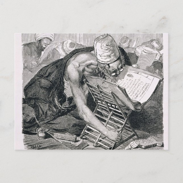 En lärd man försjunken i Koranen Vykort (Framsida)