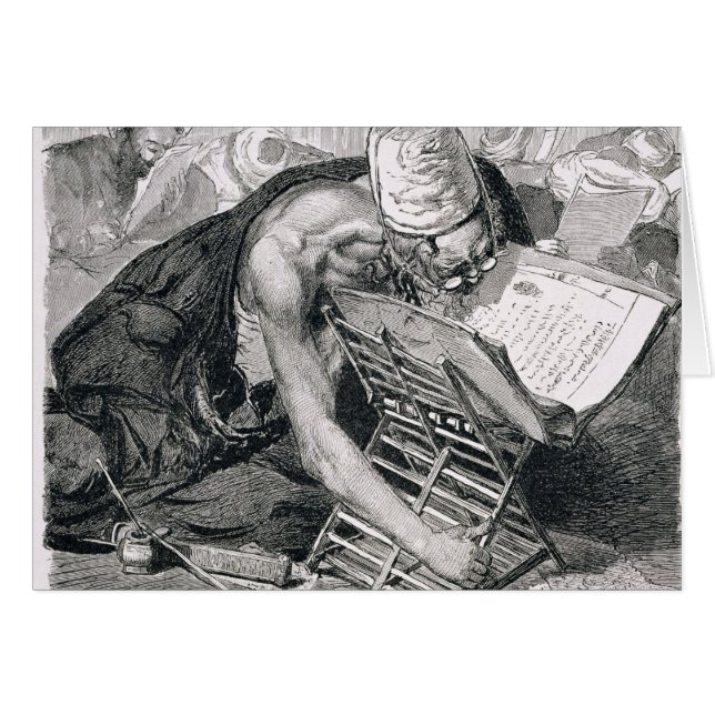 En lärd man som absorberas i Koranen Hälsningskort (Framsidan Horizontal)