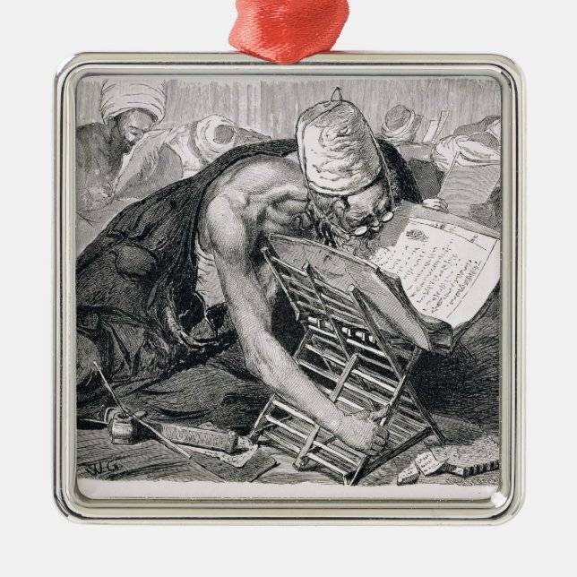 En lärd man som absorberas i Koranen Julgransprydnad Metall (Framsidan)