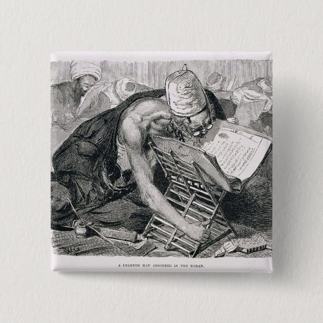 En lärd man som absorberas i Koranen Knapp (Framsida)