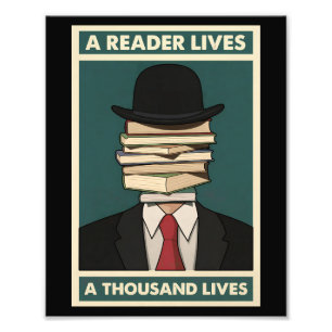 En Läsare Lever Tusen Liv Bibliofil Visdom Fototryck