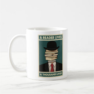 En Läsare Lever Tusen Liv Bibliofil Visdom Kaffemugg