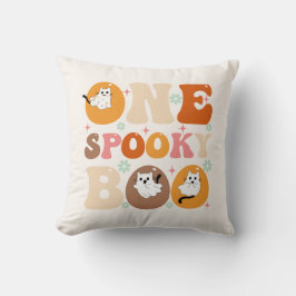 En läskig Boo Groovy Halloween Katt Spöke Kudde