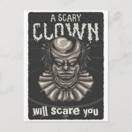 En läskig clown vykort