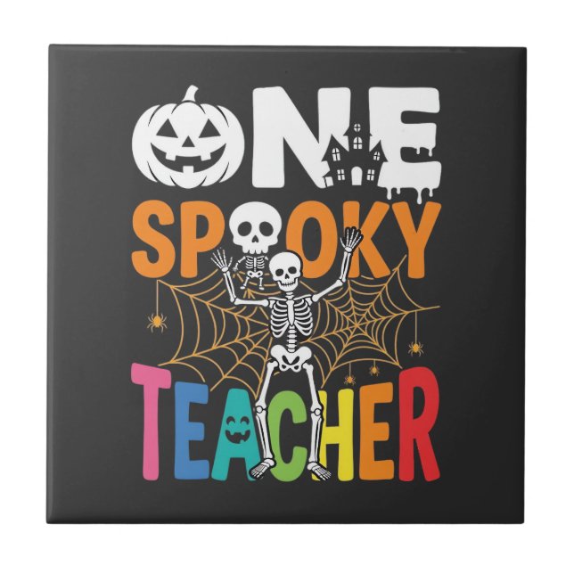 En läskig lärare Halloween-design_1 Kakelplatta (Framsidan)
