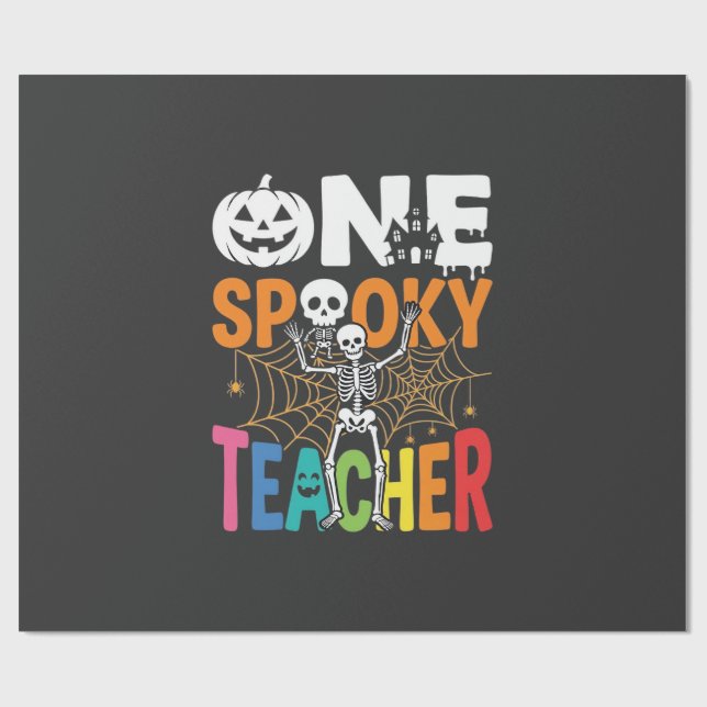 En läskig lärare Halloween-design_1 Presentpapper (Platt)